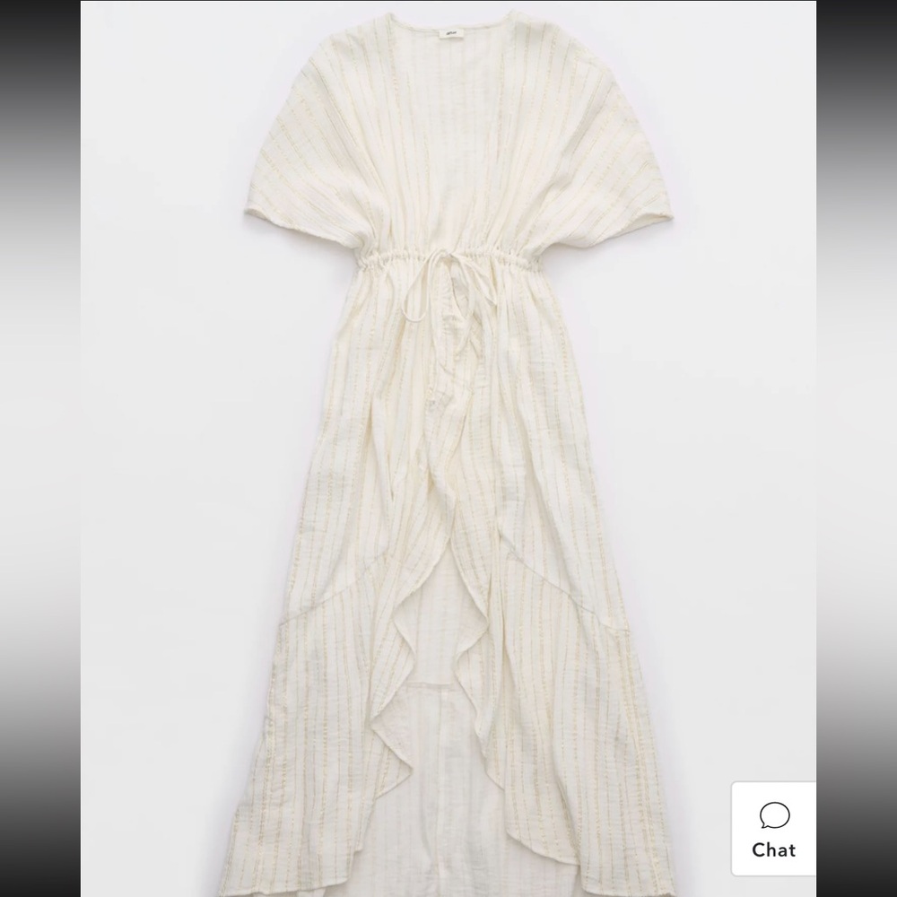Aerie Cream Ruffled Wrap cape